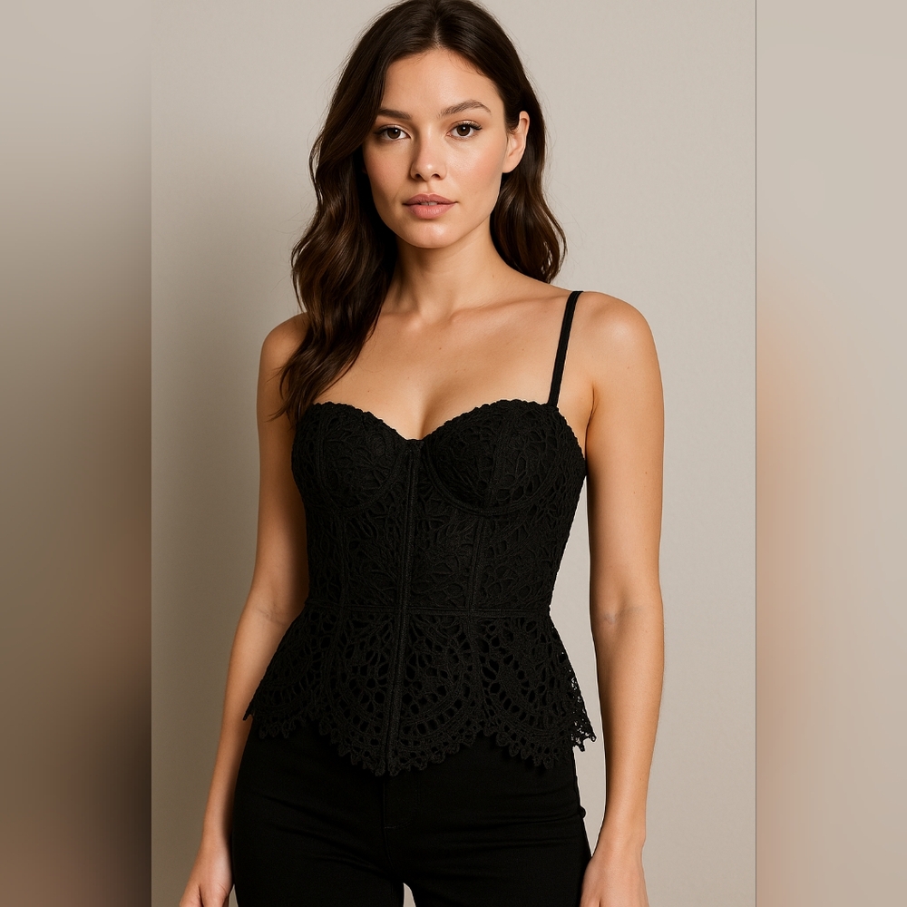 Elegant Black Dantel Bustier Top